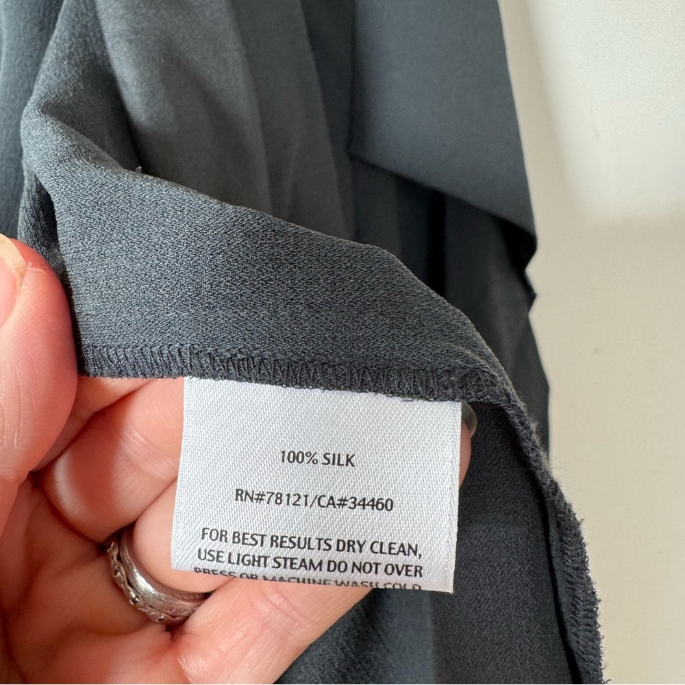 Eileen Fisher Black Silk Georgette Crepe Kimono Draped Open Blazer Jacket S - Picture 7 of 8